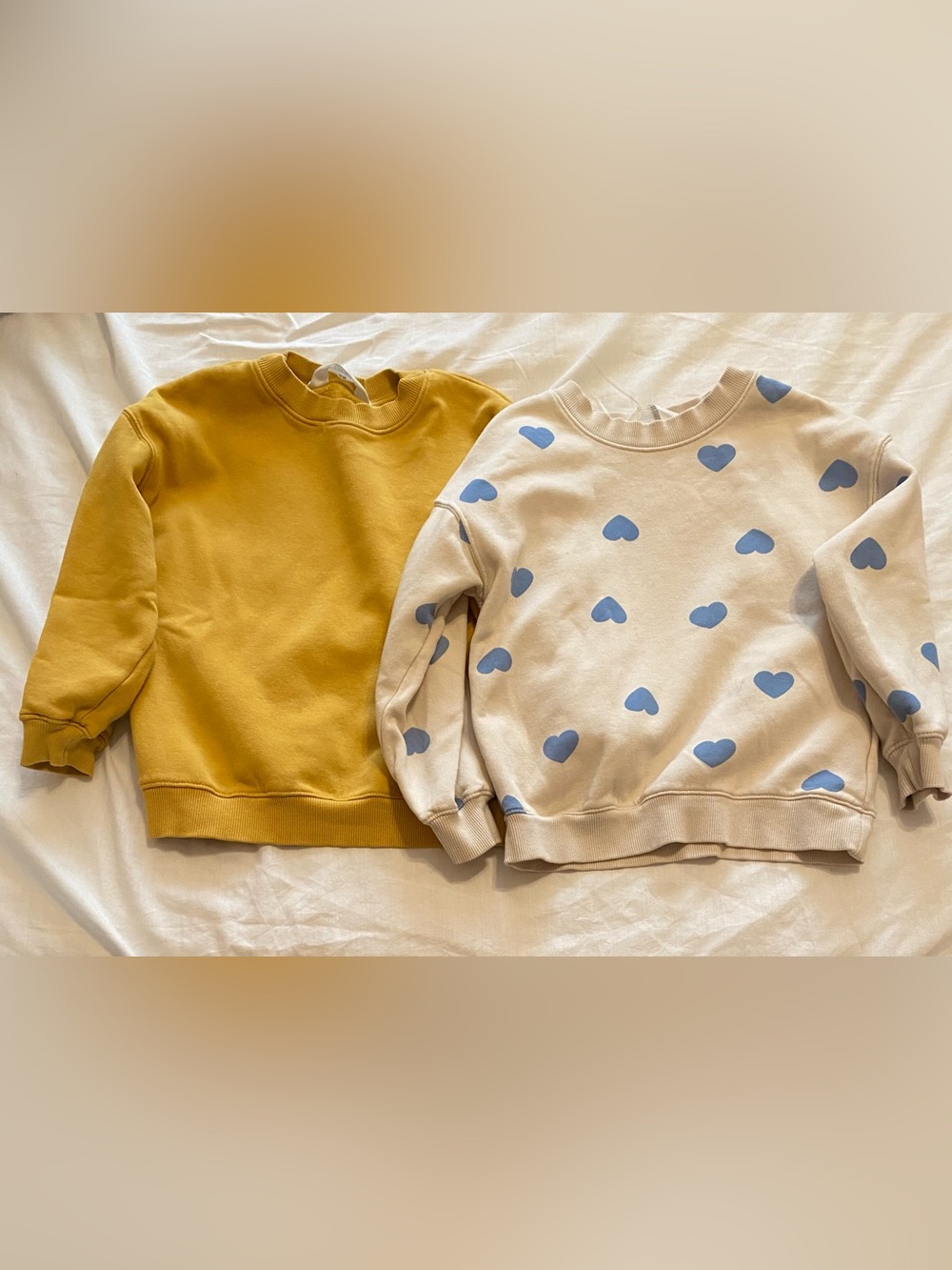H&M Kids' Crewneck Sweaters - Mustard & Cream with Blue Hearts